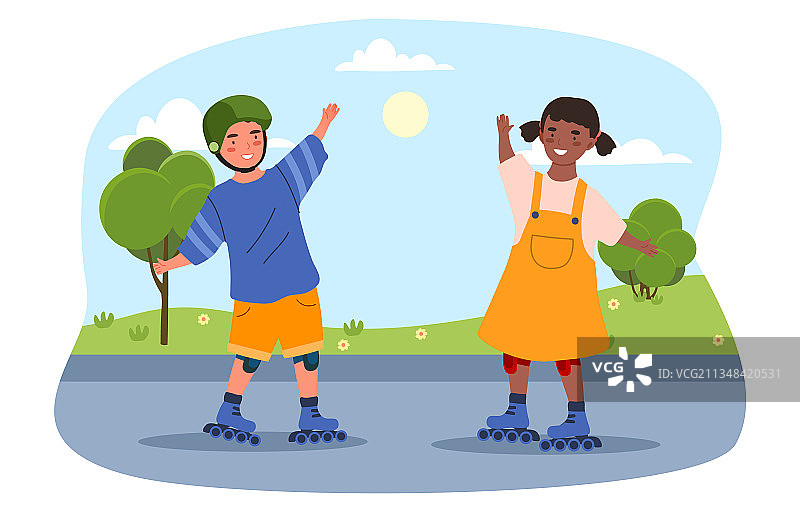 儿童玩轮滑图片素材