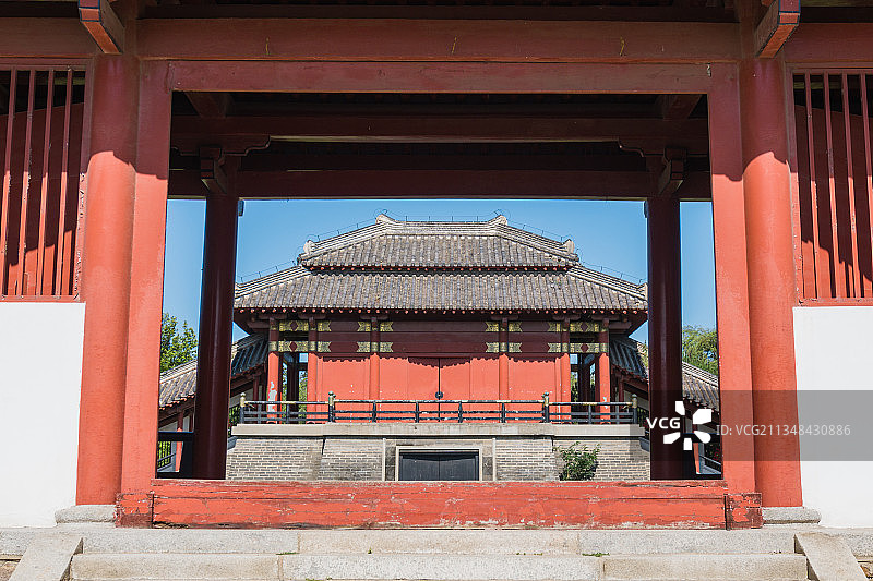 山海关孟姜女庙的古典建筑图片素材