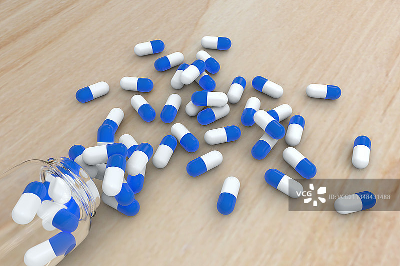 3d渲染的胶囊和药瓶图片素材