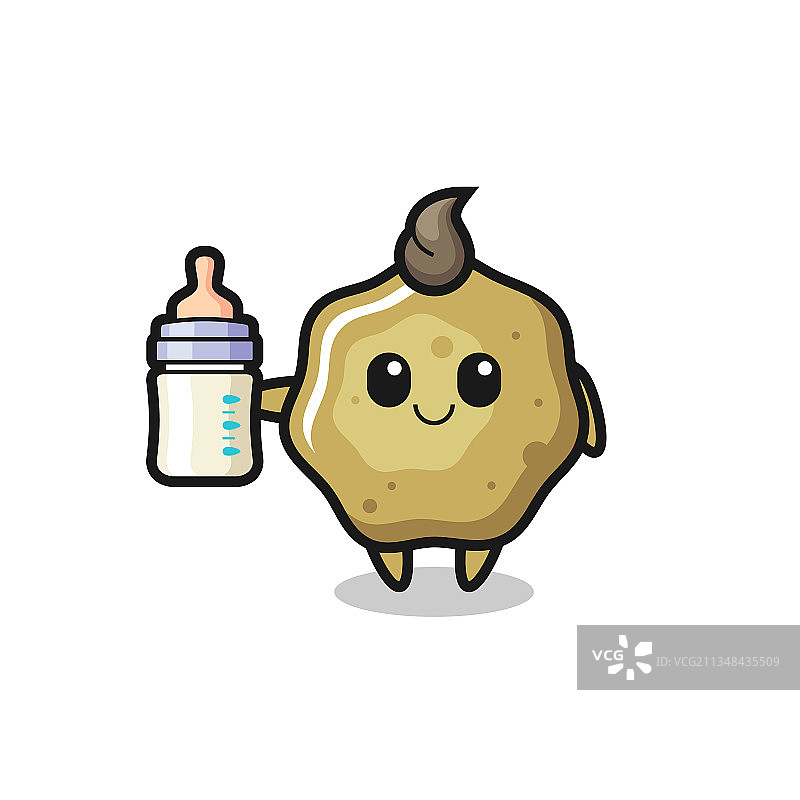 腹泻的卡通宝宝与牛奶图片素材