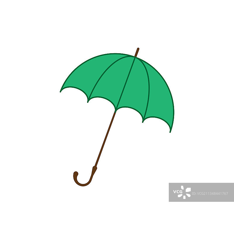 白色背景上的绿色雨伞图标图片素材