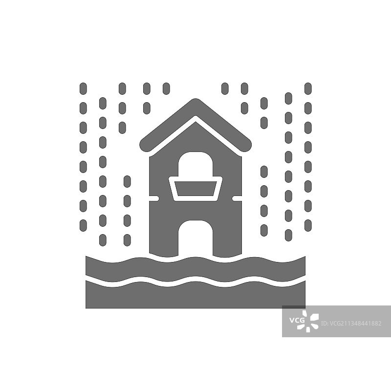 灰色调暴雨洪涝自然灾害图片素材