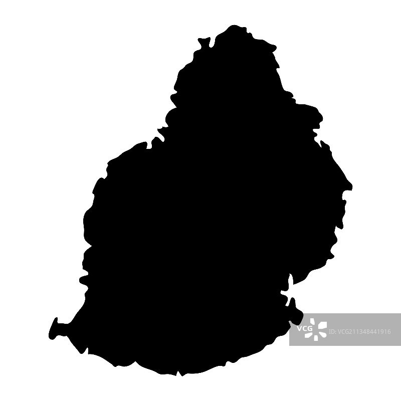 毛里求斯岛地图轮廓剪影图片素材