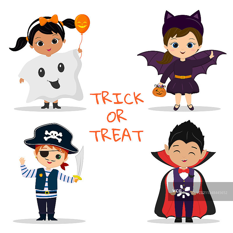 万圣节儿童派对角色四件套图片素材