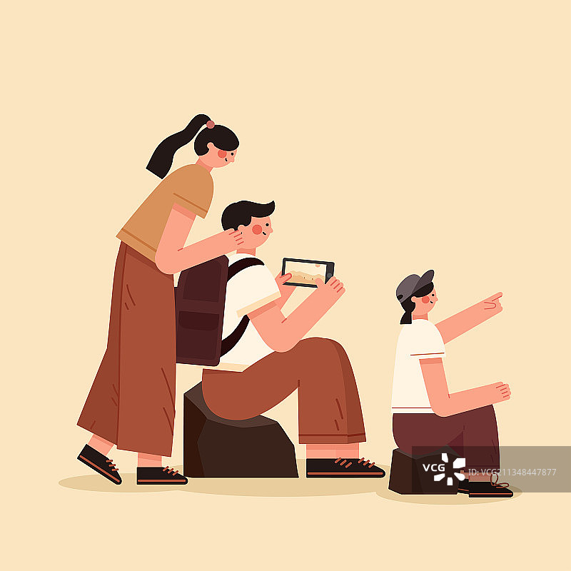 秋天一家人出游图片素材