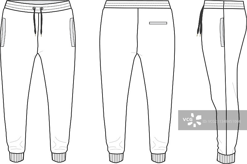 摇粒绒运动裤平面图图片素材