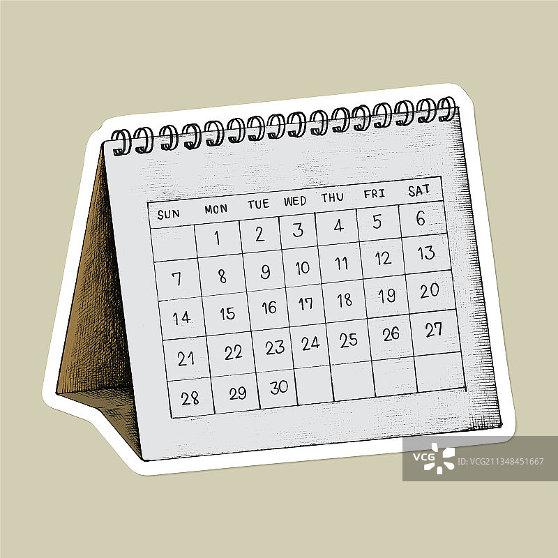手绘日历卡通贴纸图片素材