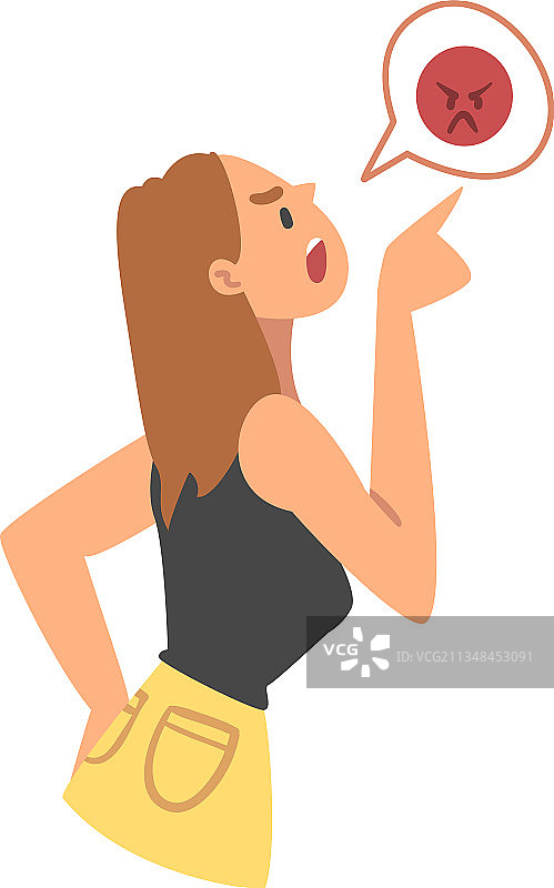 表达不满的年轻愤怒女人图片素材