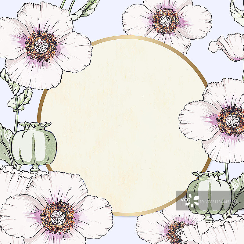 手绘复古花卉边框图片素材
