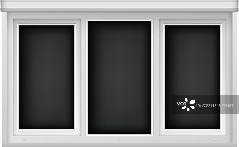 逼真带开放百叶窗的三层塑料窗户图片素材