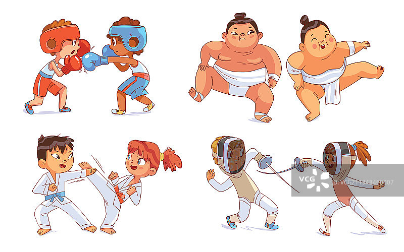 搏击运动：拳击、相扑、击剑、空手道图片素材