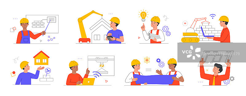 建筑技术图标集图片素材