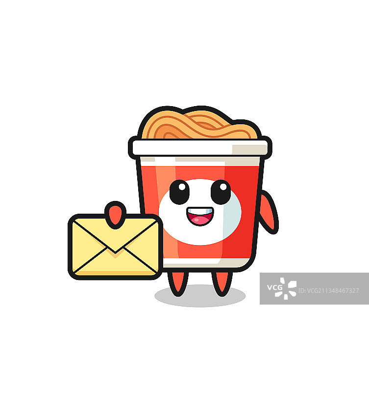 卡通方便面拿着黄色信件图片素材
