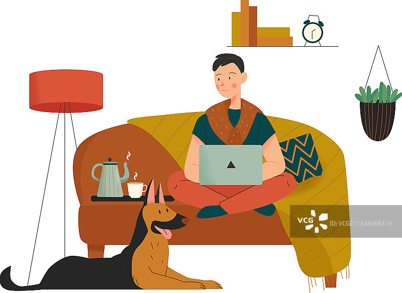 舒适的居家男人构图图片素材