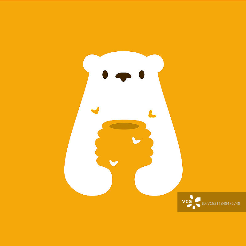 北极熊蜜蜂蜂巢负空间标志图标图片素材