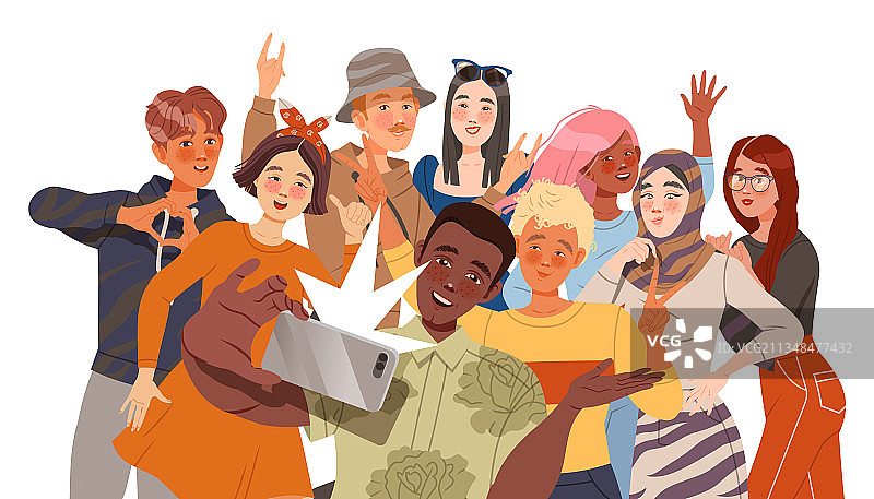 年轻人自拍合影图片素材