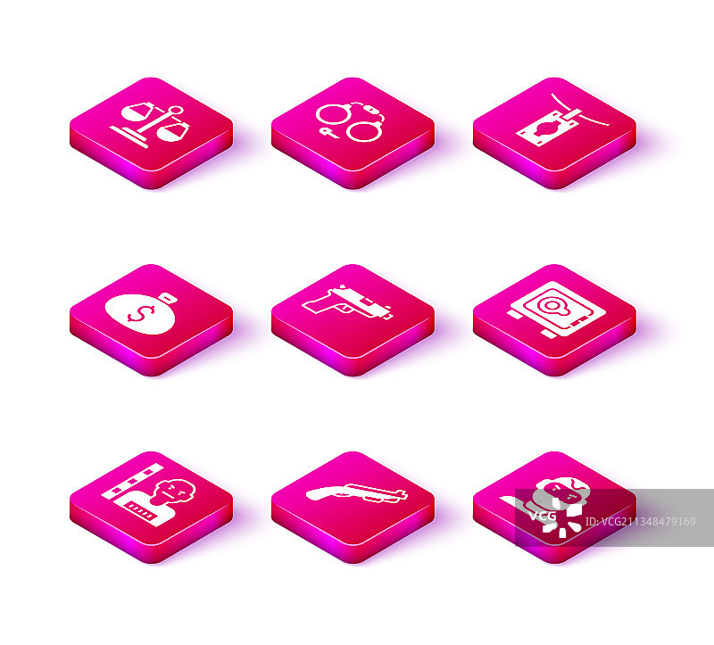 嫌疑犯、警察、霰弹枪和钱袋图片素材