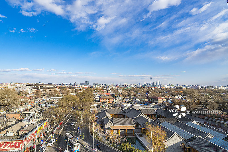 冬季鼓楼俯瞰北京城市建筑图片素材