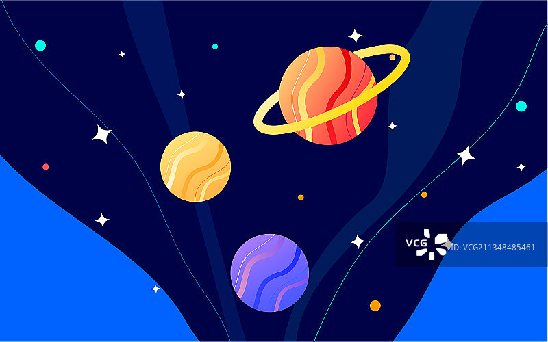 太空宇航员科幻未来插画夜晚星球科技海报图片素材