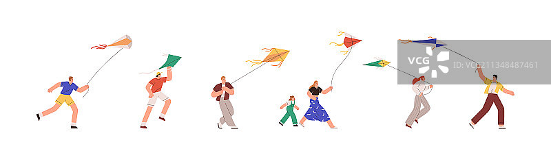 放风筝的人物合集图片素材