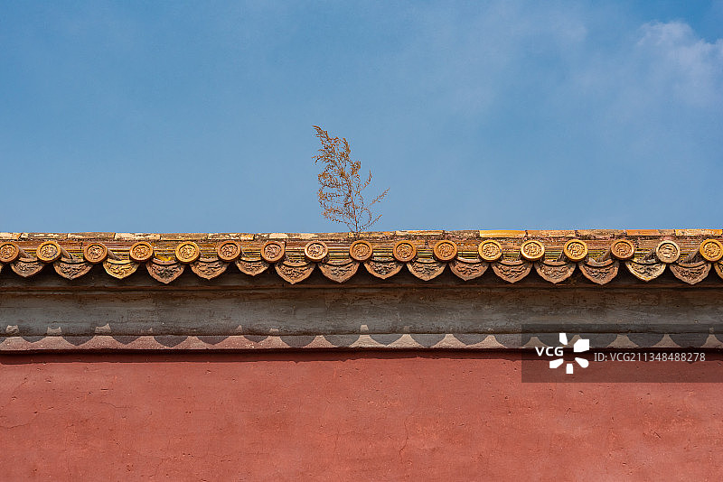 北京明十三陵永陵红墙琉璃瓦图片素材