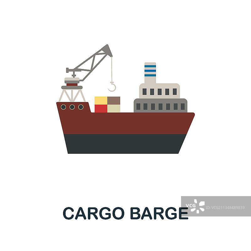 货船平面图标——物流运输的简约标志图片素材