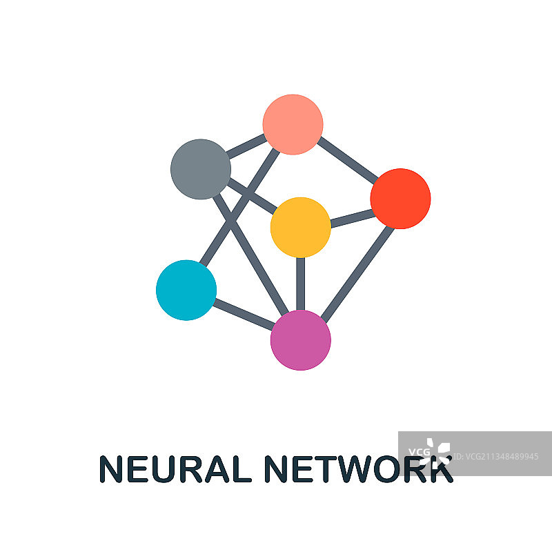神经网络扁平风格彩色图标图片素材