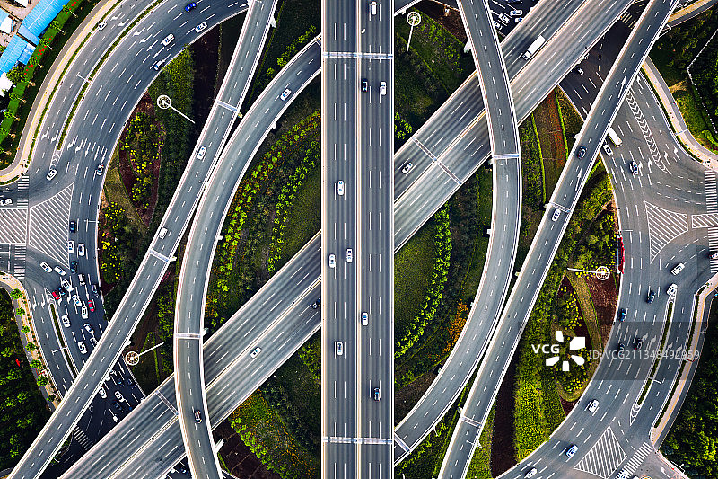 长春市生态广场立交高架桥俯交通公路拍视角图片素材