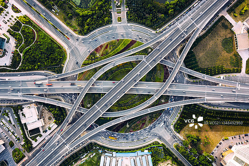 长春市生态广场立交高架桥俯交通公路拍视角图片素材