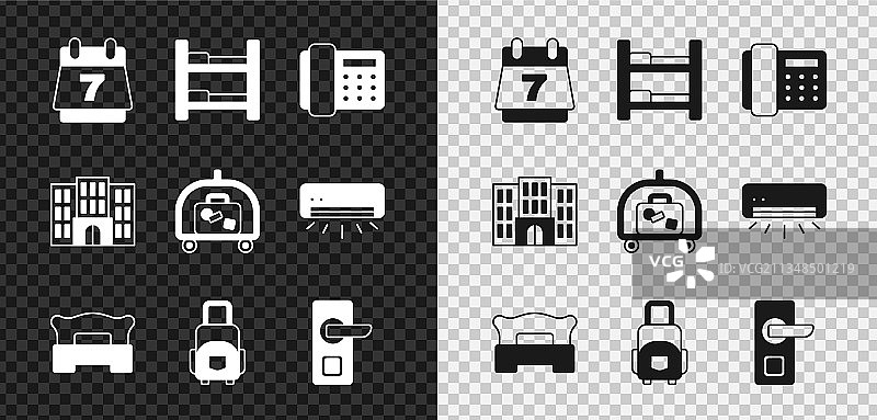 酒店预订日历房间床电话素材图片素材