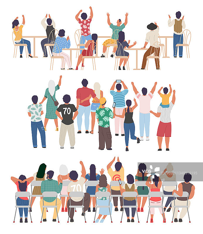 欢呼的人群：坐着、站立的体育迷图片素材