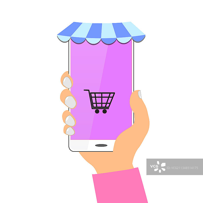 手持智能手机在线购物图片素材