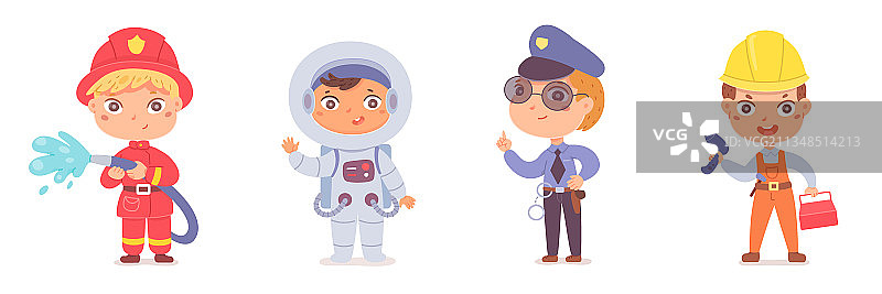 儿童职业套装与可爱男孩图片素材