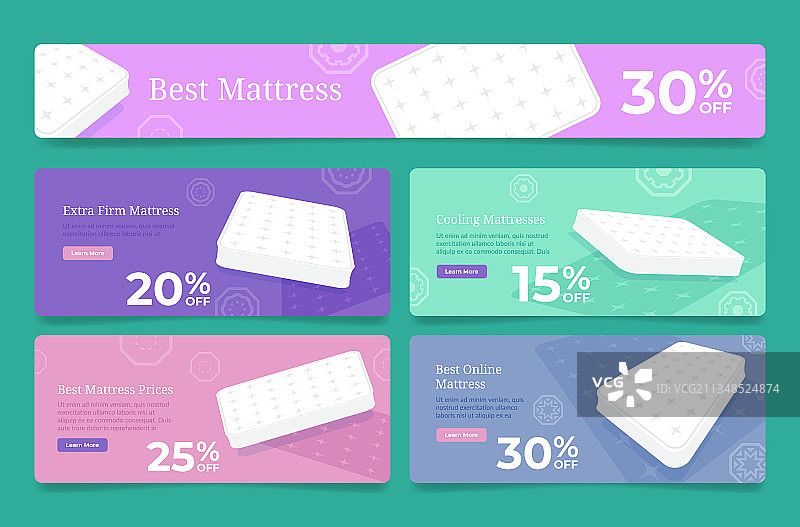 在线床垫网页扁平设计图片素材