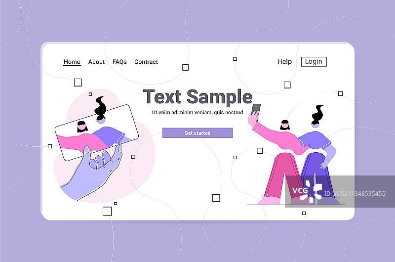 女士用智能手机自拍图片素材