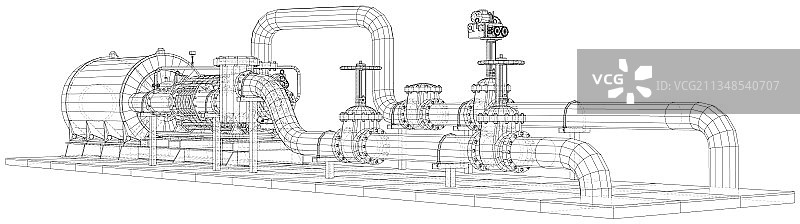 工业设备泵线框EPS10图片素材