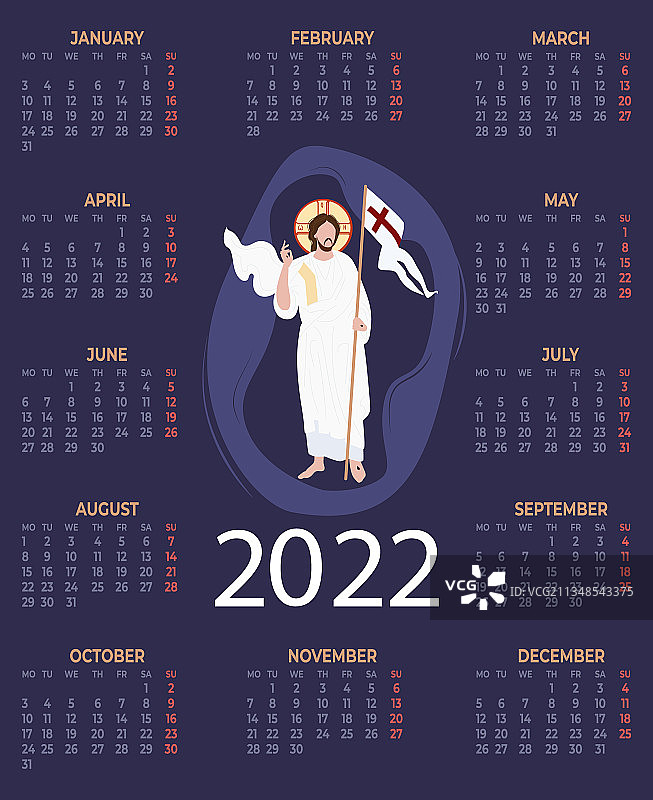 2022年耶稣基督宗教日历图片素材