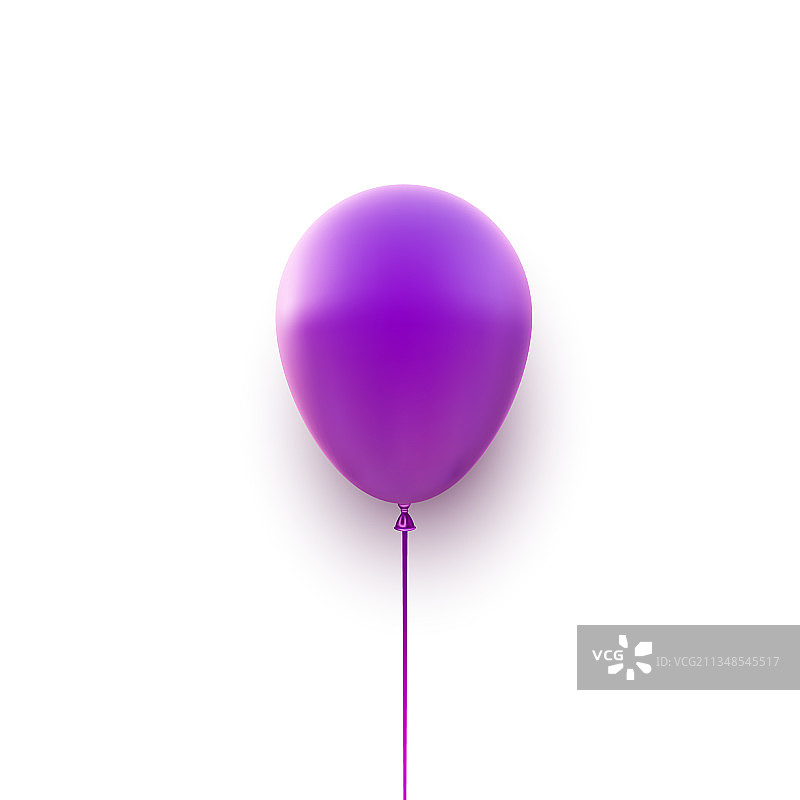 白色背景上的紫色气球与丝带图片素材