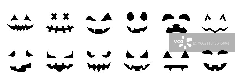 万圣节南瓜的恐怖滑稽面孔图片素材