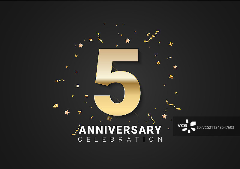 金色数字5周年背景图片素材