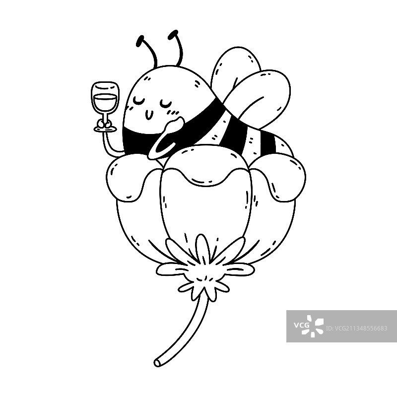 花丛中的蜜蜂与一杯花蜜图片素材