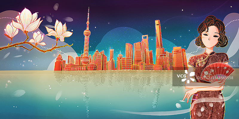 横版夜景图片素材