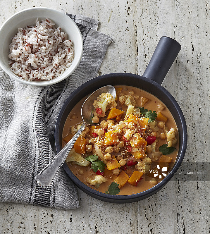 南瓜鹰嘴豆红咖喱图片素材
