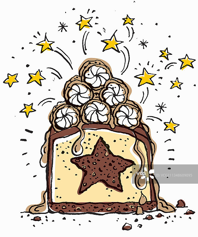 巧克力焦糖姜饼芝士蛋糕（插图）图片素材