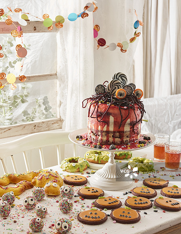 万圣节自助餐与“血蛋糕”图片素材