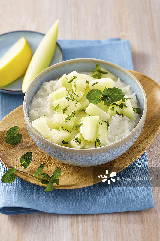 椰香薄荷蜜瓜饭图片素材