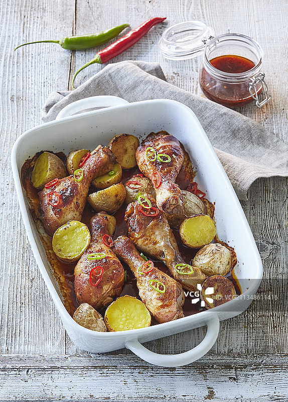 蜂蜜辣椒烤鸡腿图片素材