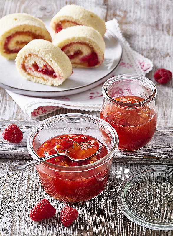 桃子覆盆子干邑果酱图片素材