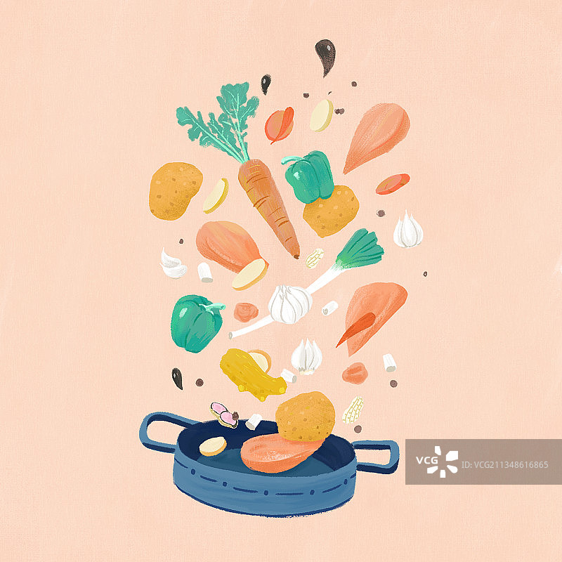 跳跃的食物插画图片素材