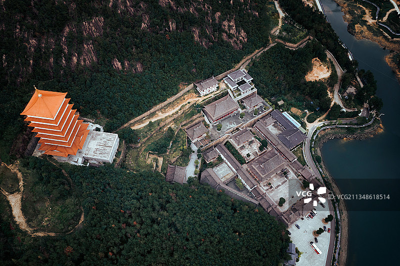 天台桐柏宫道教航拍图片素材